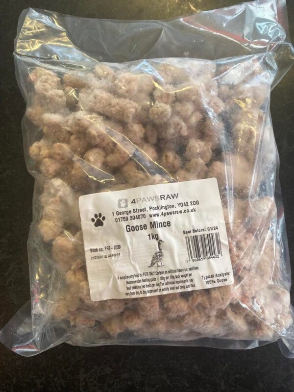 Goose Mince. 1kg freeflow 100% Goose Mince